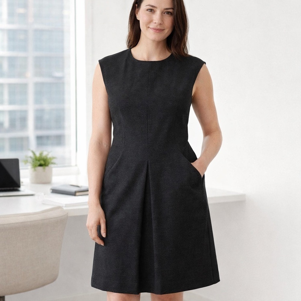 MM LaFleur Black Knit Midi Shift Dress